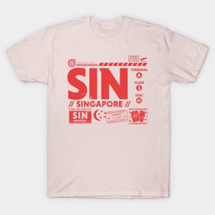 Vintage Singapore SIN Airport Code Travel Day Retro Travel Tag T-Shirt